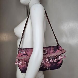 Beautiful Handmade Shoulder Bag Purse With Sequin and Tassels Y2k Retro Look